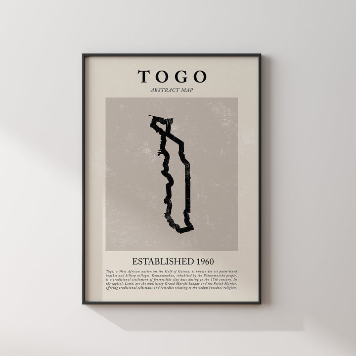 Abstract Togo Map Vintage Wall Art Print Picasso + Matisse Inspired Travel Poster OE