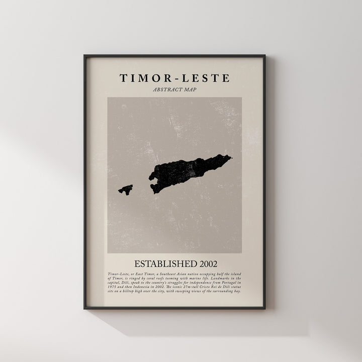 Abstract Timor-Leste Map Vintage Wall Art Print Picasso + Matisse Inspired Travel Poster