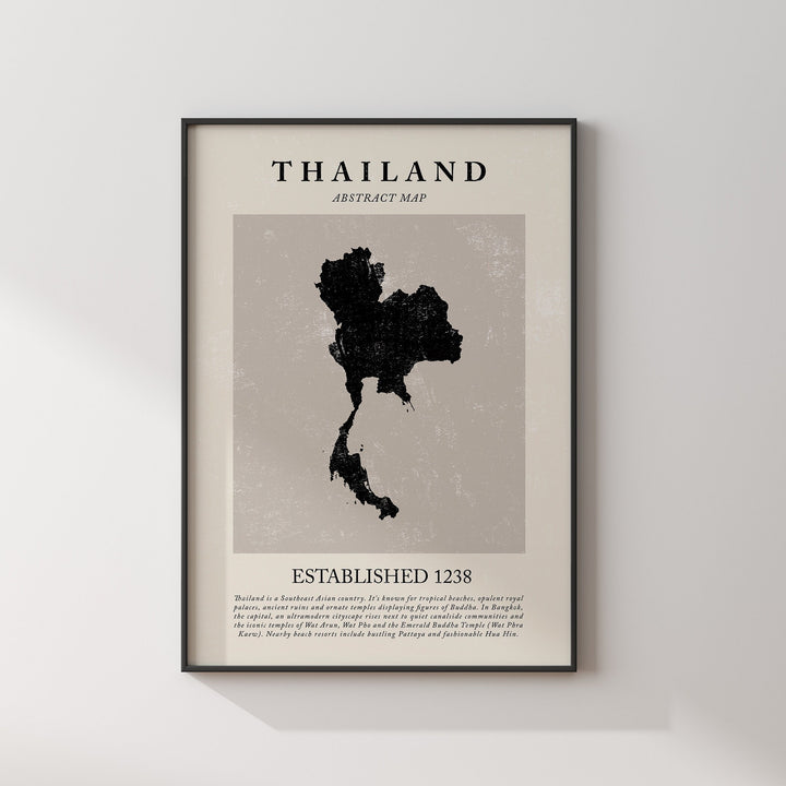 Abstract Thailand Map Vintage Wall Art Print Picasso + Matisse Inspired Travel Poster FE
