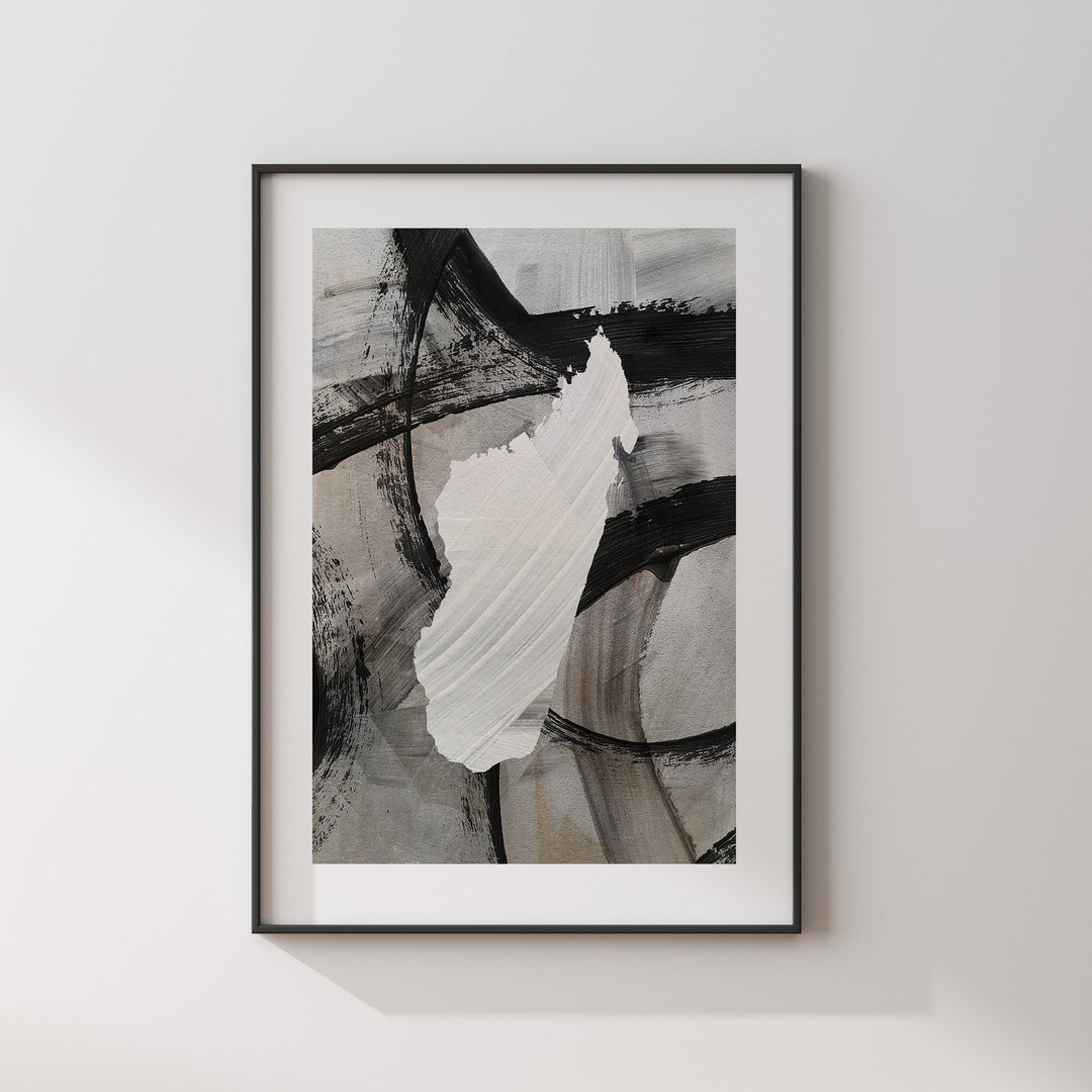 Madagascar Map | Black & Grey Abstract Painting Map of Madagascar Wall Art Print | Madagascar Traval Poster
