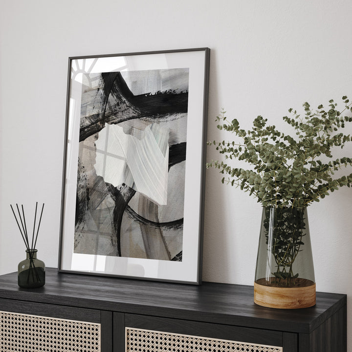 Libya Map | Black & Grey Abstract Painting Map of Libya Wall Art Print | Libya Traval Poster