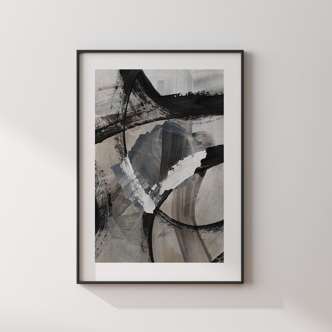 Lesotho Map | Black & Grey Abstract Painting Map of Lesotho Wall Art Print | Lesotho Traval Poster