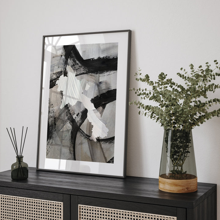Laos Map | Black & Grey Abstract Painting Map of Laos Wall Art Print | Laos Traval Poster