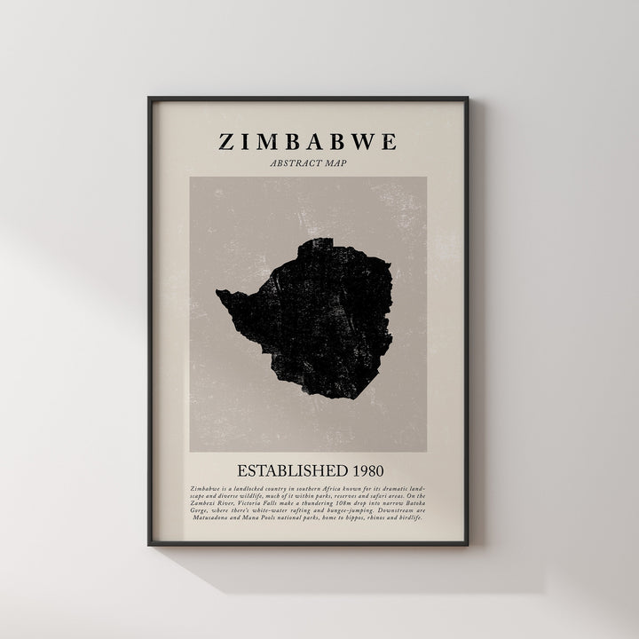 Abstract Zimbabwe Map Vintage Wall Art Print Picasso + Matisse Inspired Travel Poster