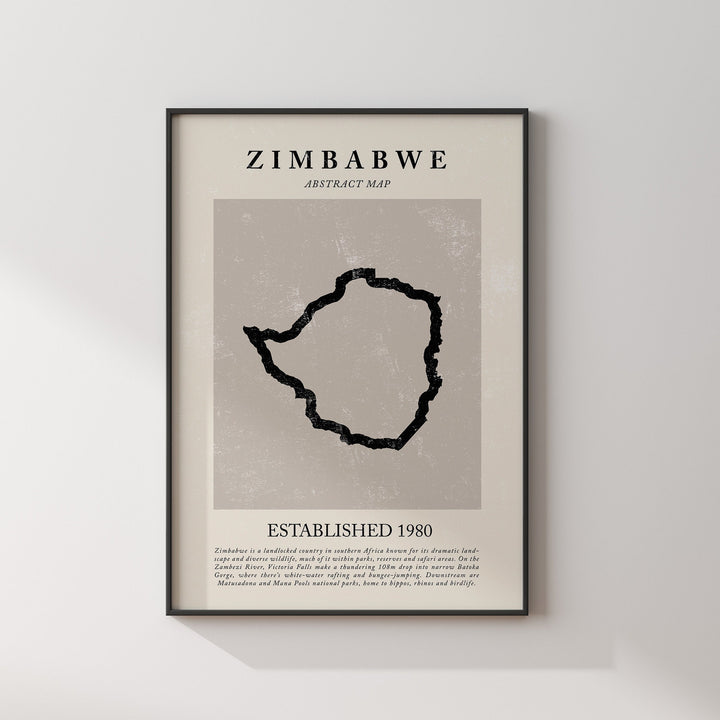 Abstract Zimbabwe Map Vintage Wall Art Print Picasso + Matisse Inspired Travel Poster
