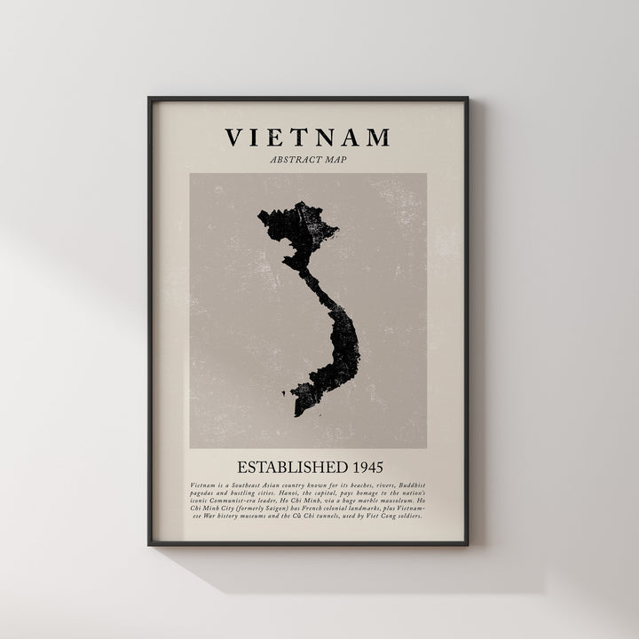 Abstract Vietnam Map Vintage Wall Art Print Picasso + Matisse Inspired Travel Poster