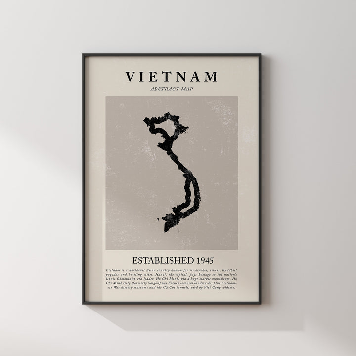 Abstract Vietnam Map Vintage Wall Art Print Picasso + Matisse Inspired Travel Poster
