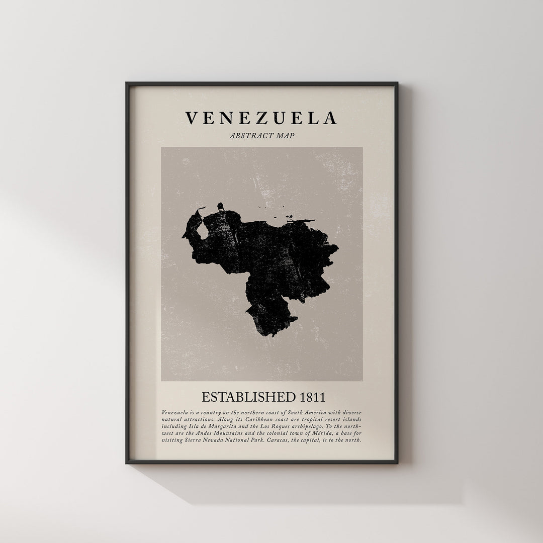 Abstract Venezuela Map Vintage Wall Art Print Picasso + Matisse Inspired Travel Poster