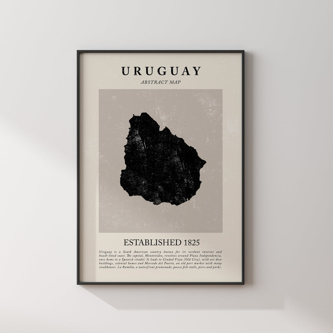 Abstract Uruguay Map Vintage Wall Art Print Picasso + Matisse Inspired Travel Poster