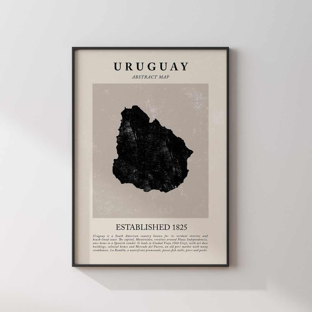 Abstract Uruguay Map Vintage Wall Art Print Picasso + Matisse Inspired Travel Poster