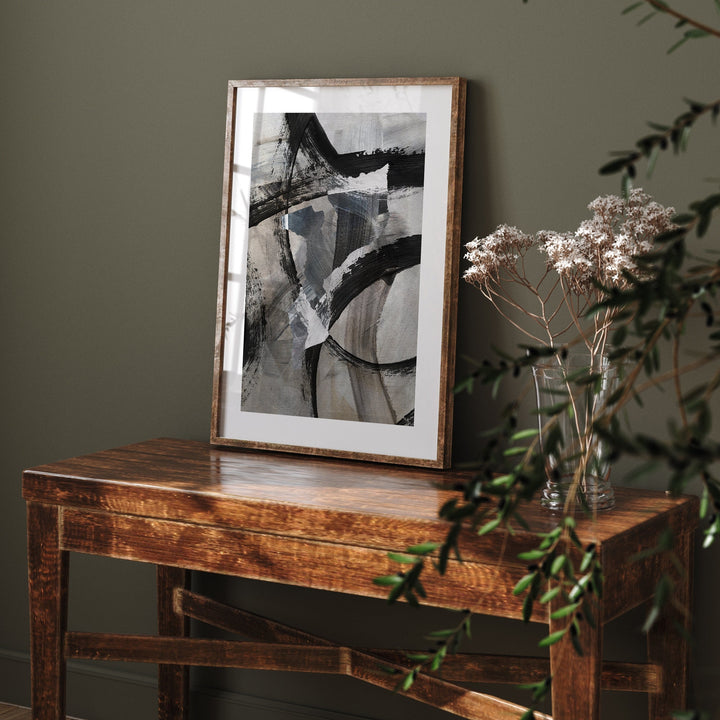 Mozambique Map | Black & Grey Abstract Painting Map of Mozambique Wall Art Print | Mozambique Traval Poster