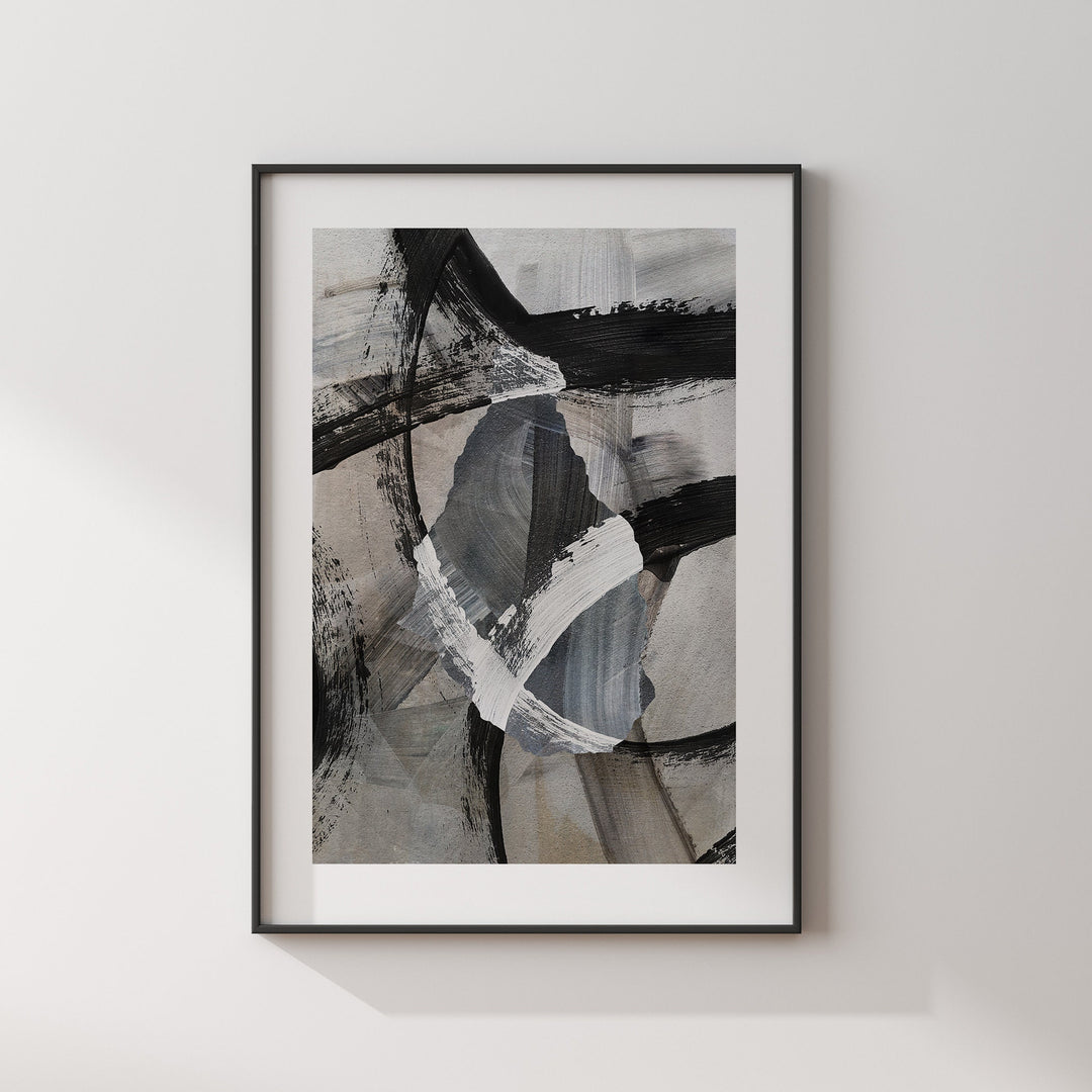 Montserrat Map | Black & Grey Abstract Painting Map of Montserrat Wall Art Print | Montserrat Traval Poster