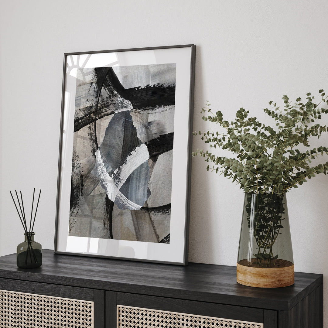 Montserrat Map | Black & Grey Abstract Painting Map of Montserrat Wall Art Print | Montserrat Traval Poster