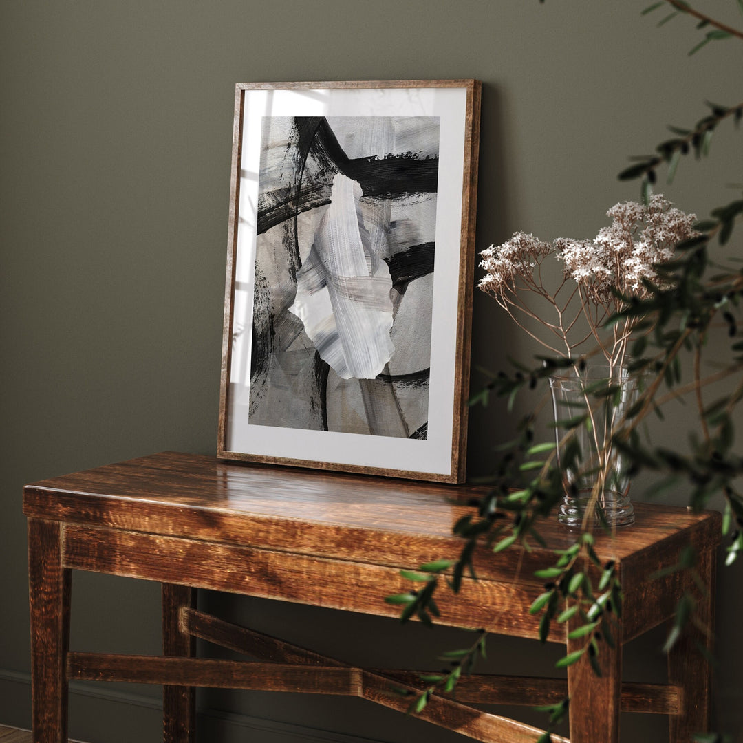 Montserrat Map | Black & Grey Abstract Painting Map of Montserrat Wall Art Print | Montserrat Traval Poster