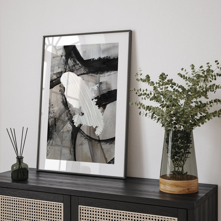 Martinique Map | Black & Grey Abstract Painting Map of Martinique Wall Art Print | Martinique Traval Poster