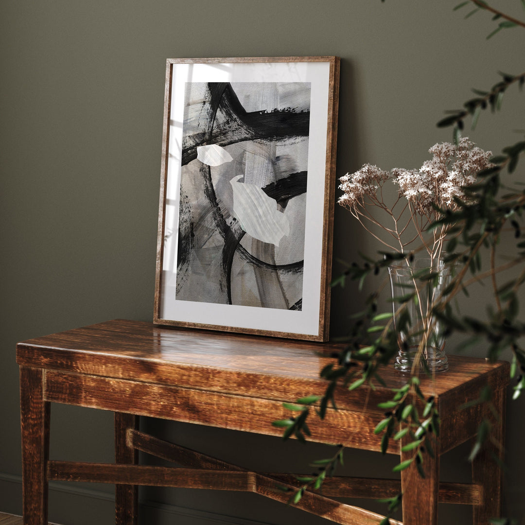 Malta Map | Black & Grey Abstract Painting Map of Malta Wall Art Print | Malta Traval Poster