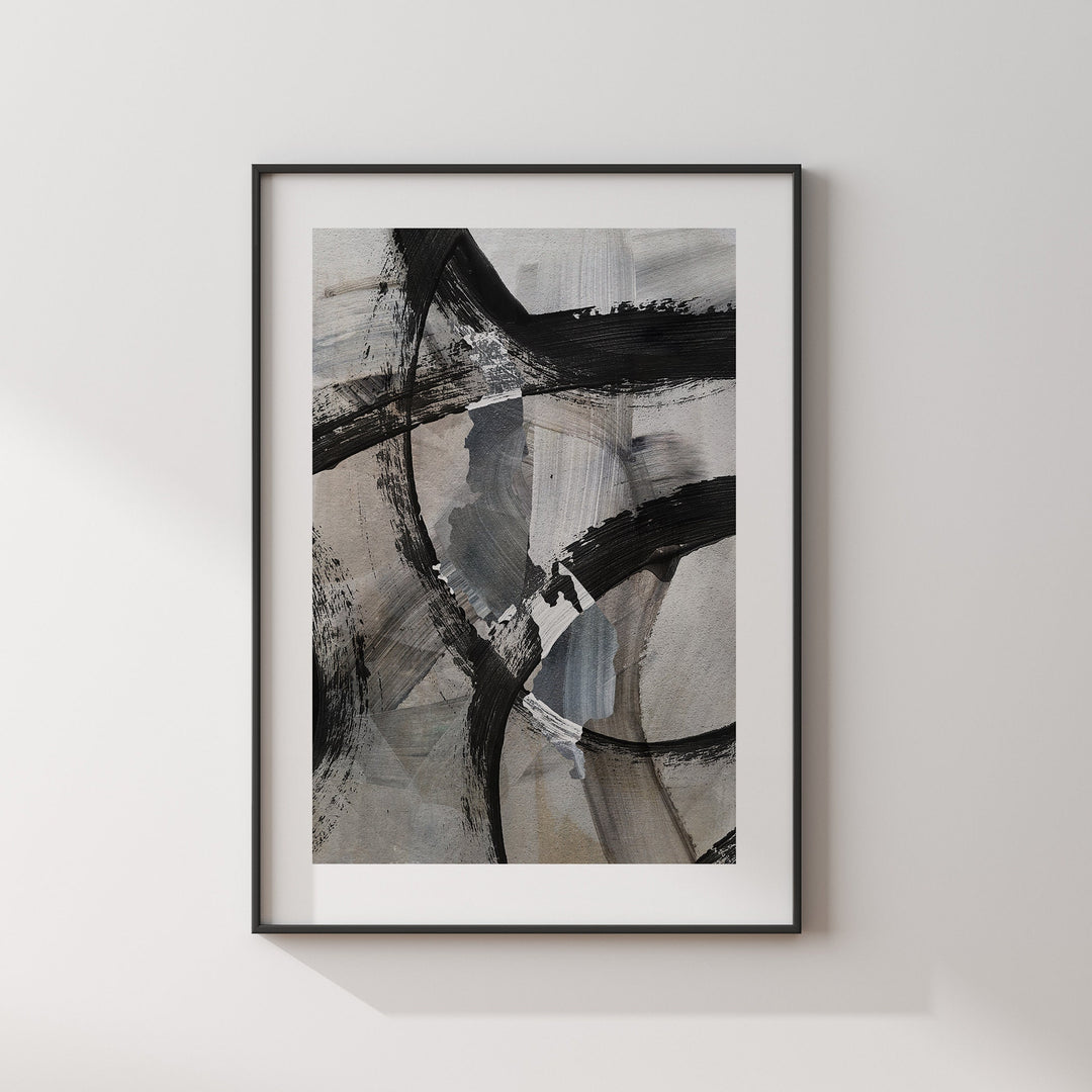 Malawi Map | Black & Grey Abstract Painting Map of Malawi Wall Art Print | Malawi Traval Poster