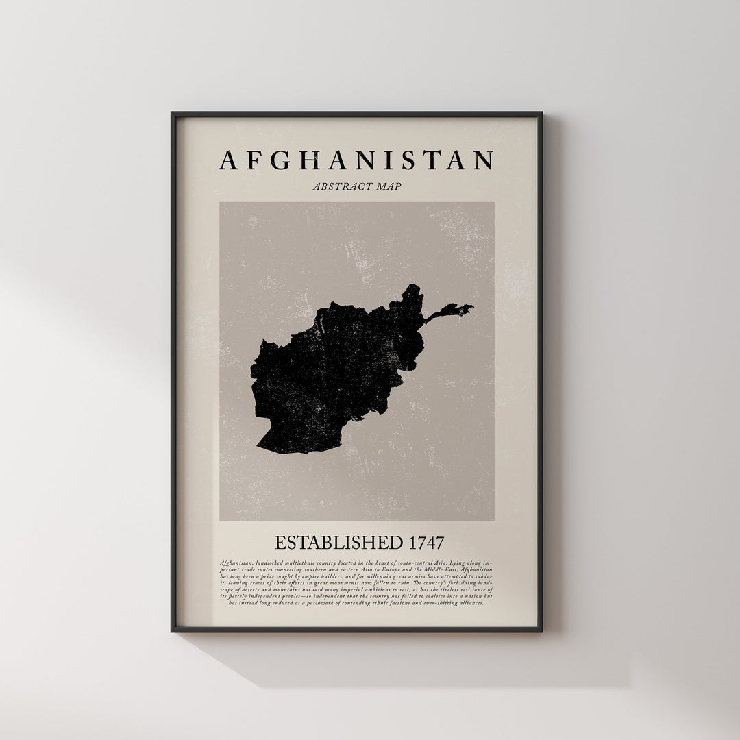 Afghanistan Map Vintage Abstract Wall Art Print Picasso + Matisse Inspired Travel Poster