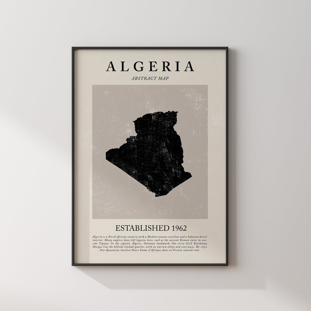 Algeria Map Vintage Abstract Wall Art Print Picasso + Matisse Inspired Travel Poster