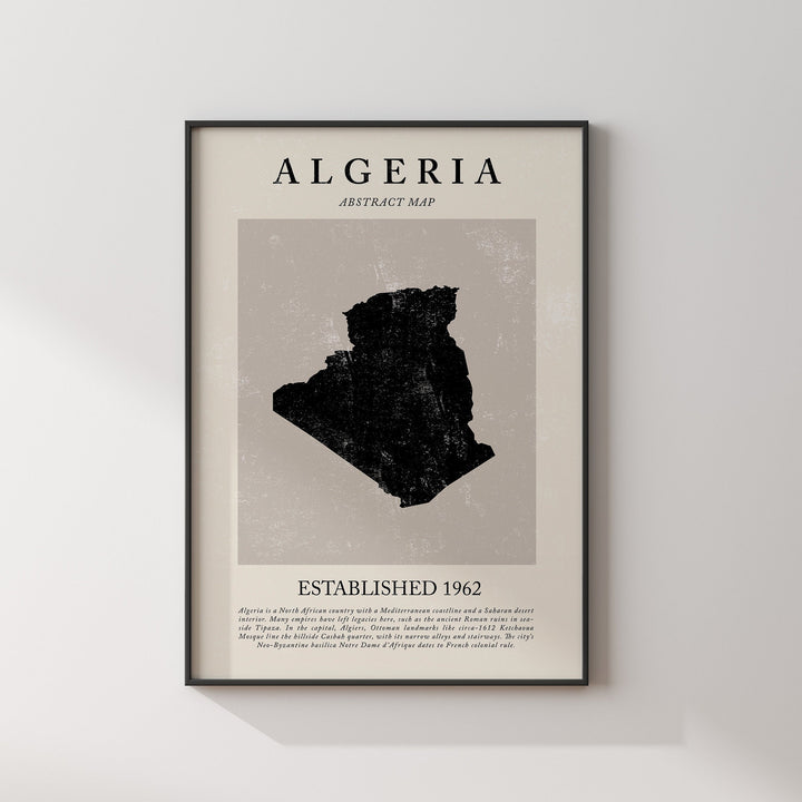 Algeria Map Vintage Abstract Wall Art Print Picasso + Matisse Inspired Travel Poster