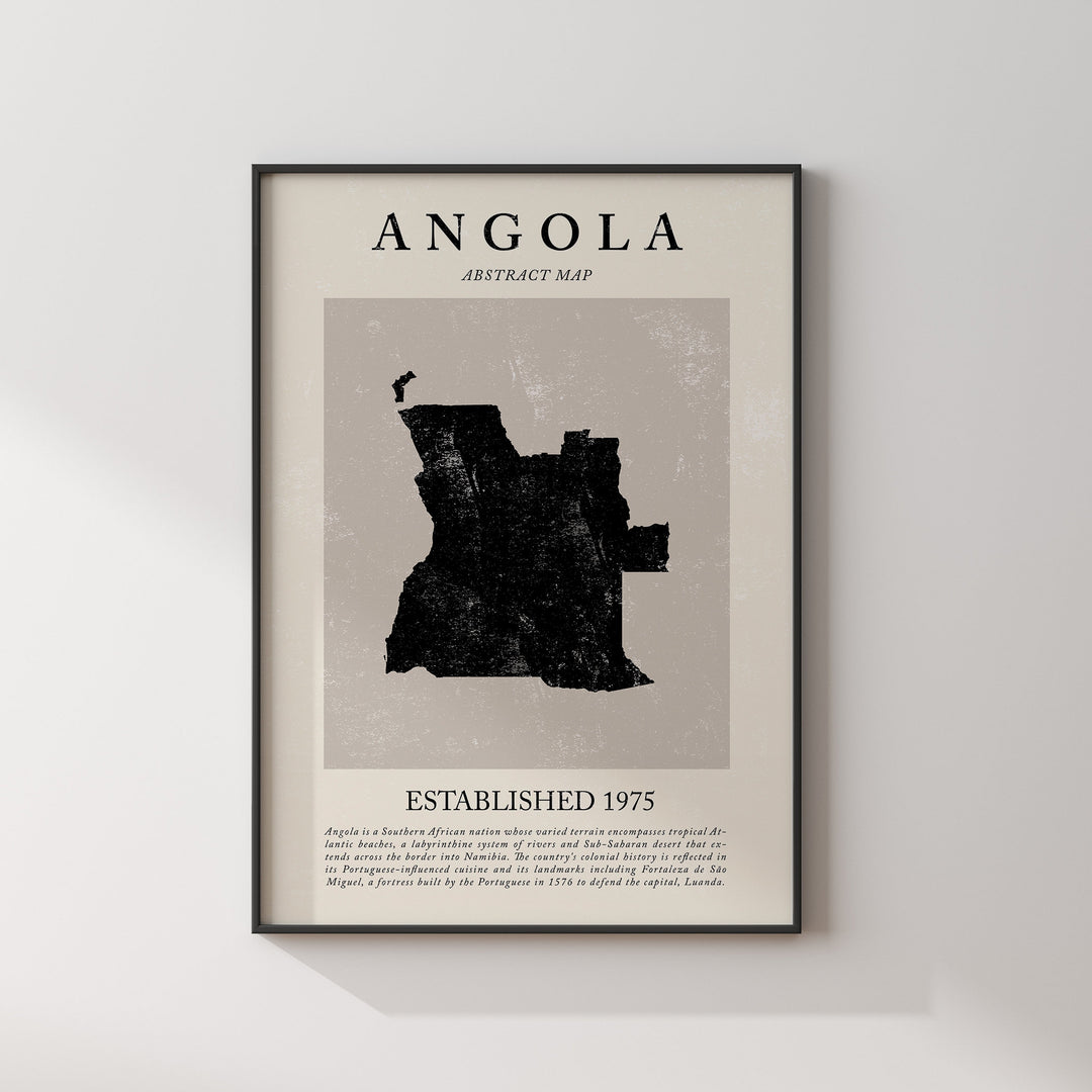Angola Map Vintage Abstract Wall Art Print Picasso + Matisse Inspired Travel Poster