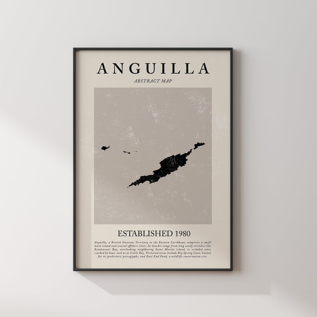 Anguilla Map Vintage Abstract Wall Art Print Picasso + Matisse Inspired Travel Poster