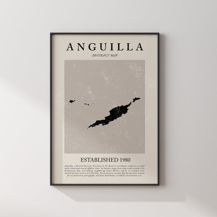 Anguilla Map Vintage Abstract Wall Art Print Picasso + Matisse Inspired Travel Poster