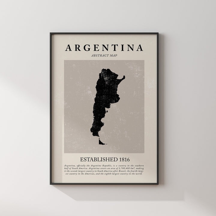 Argentina Map Vintage Abstract Wall Art Print Picasso + Matisse Inspired Travel Poster