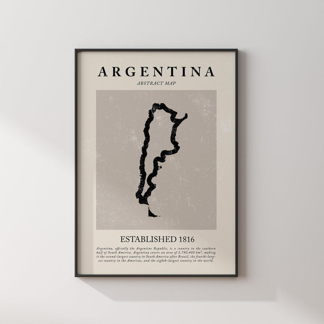 Argentina Map Vintage Abstract Wall Art Print Picasso + Matisse Inspired Travel Poster