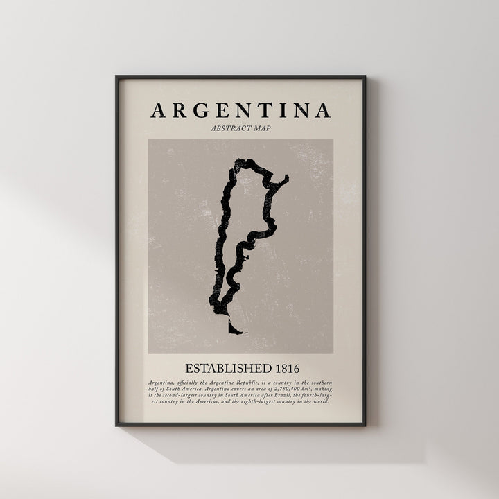 Argentina Map Vintage Abstract Wall Art Print Picasso + Matisse Inspired Travel Poster