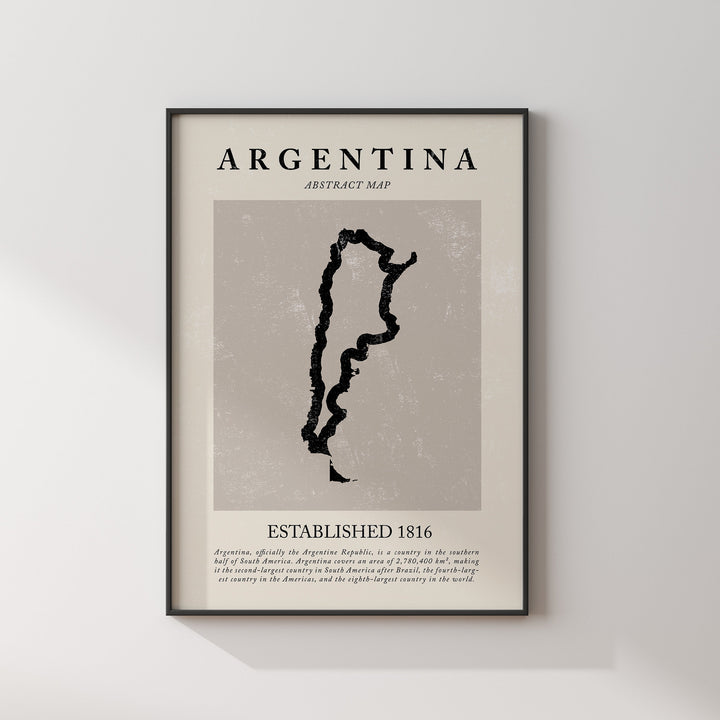 Argentina Map Vintage Abstract Wall Art Print Picasso + Matisse Inspired Travel Poster