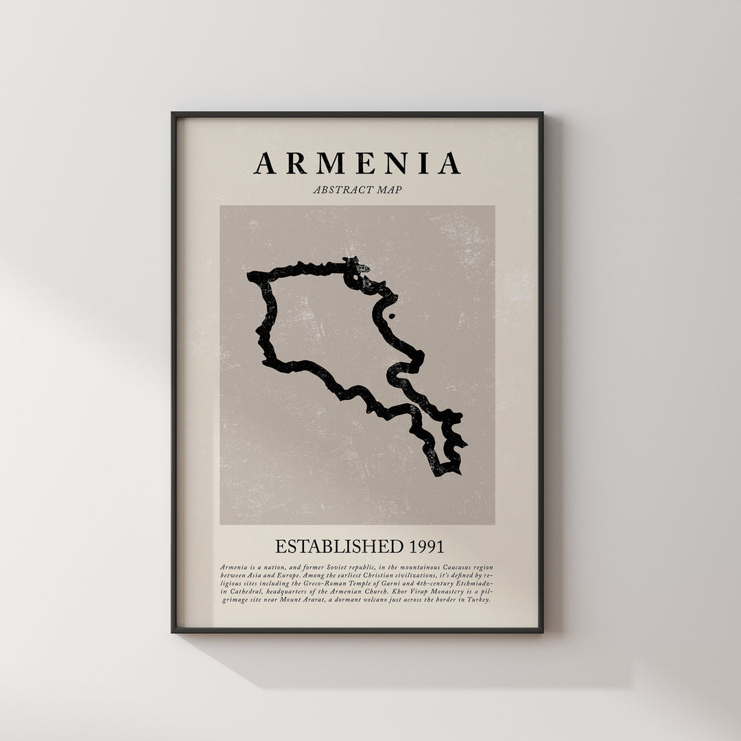 Armenia Map Vintage Abstract Wall Art Print Picasso + Matisse Inspired Travel Poster