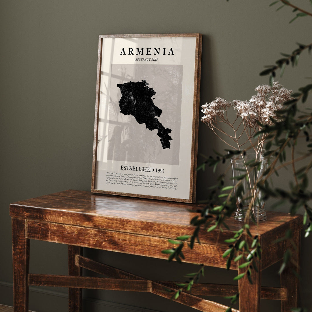 Armenia Map Vintage Abstract Wall Art Print Picasso + Matisse Inspired Travel Poster