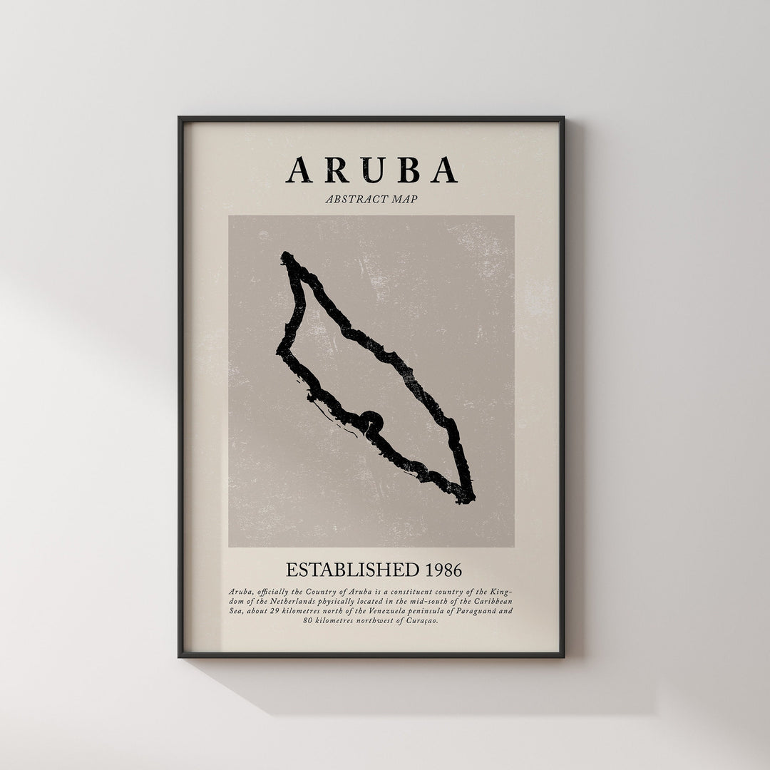 Aruba Map Vintage Abstract Wall Art Print Picasso + Matisse Inspired Travel Poster