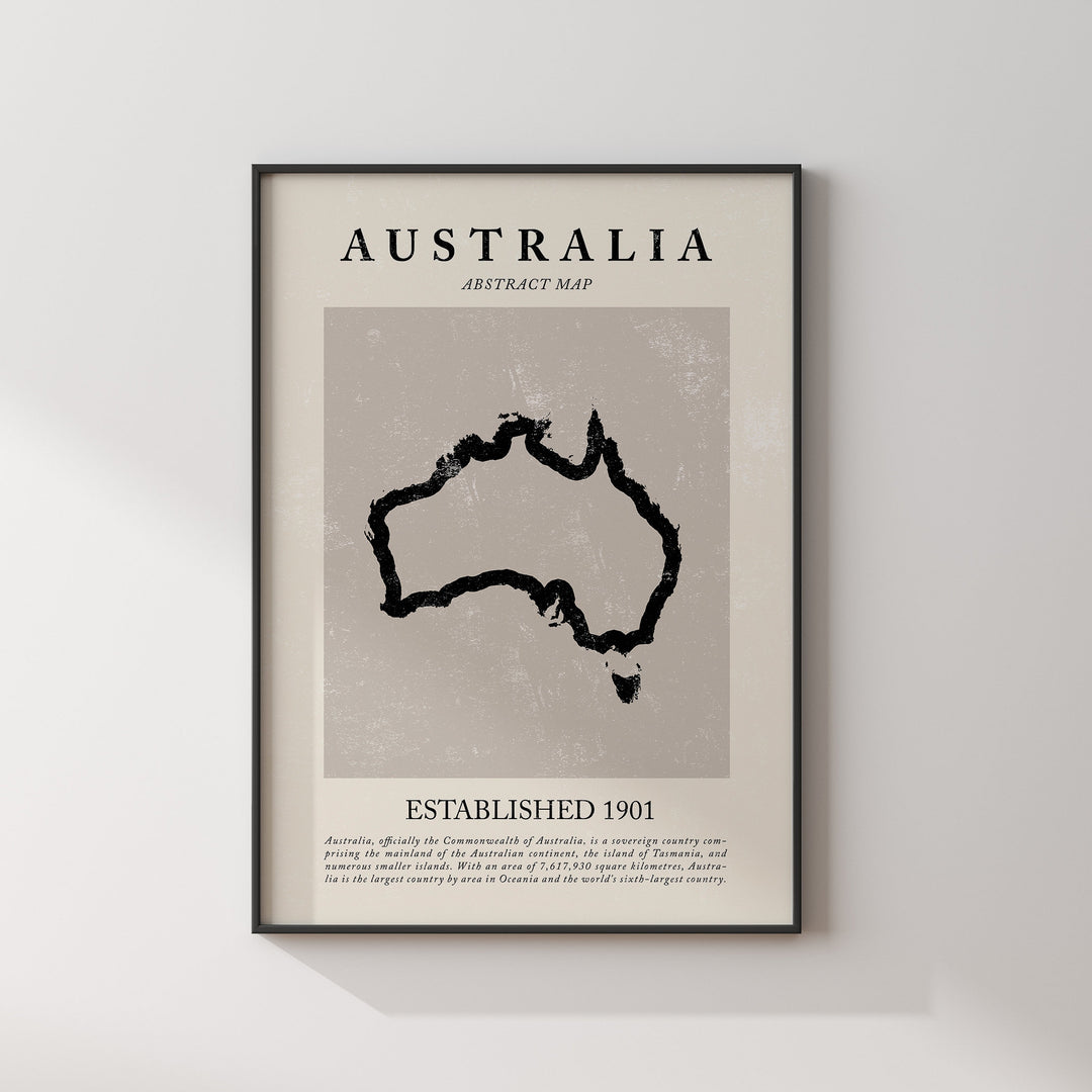 Australia Map Vintage Abstract Wall Art Print Picasso + Matisse Inspired Travel Poster