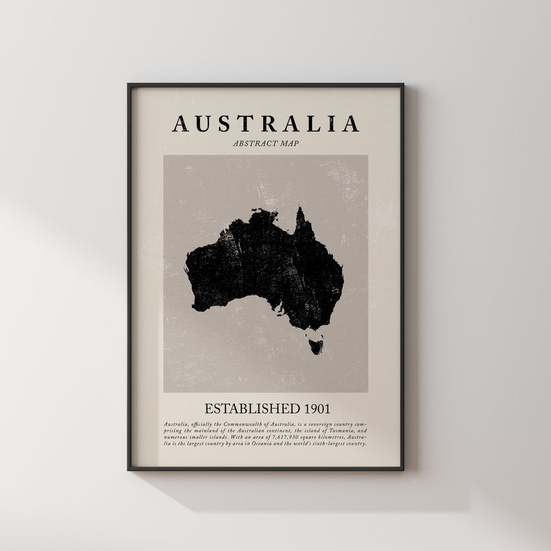 Australia Map Vintage Abstract Wall Art Print Picasso + Matisse Inspired Travel Poster