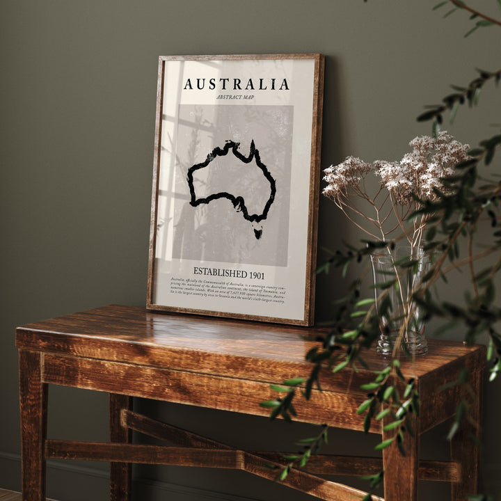 Australia Map Vintage Abstract Wall Art Print Picasso + Matisse Inspired Travel Poster