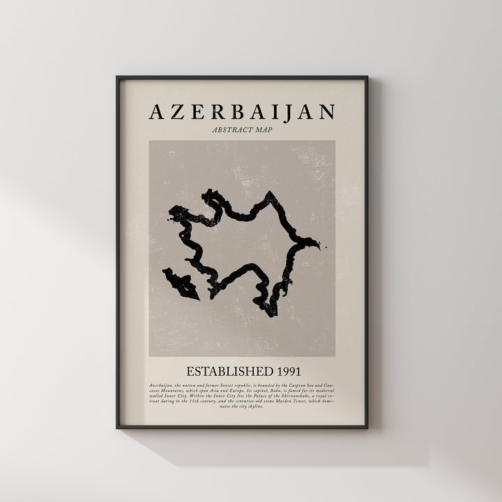 Azerbaijan Map Vintage Abstract Wall Art Print Picasso + Matisse Inspired Travel Poster