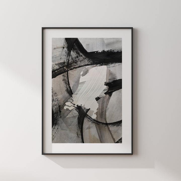 Netherlands Map | Black & Grey Abstract Painting Map of Netherlands Wall Art Print | Netherlands Traval Poster
