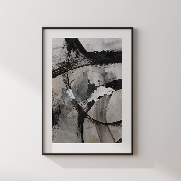 Russia Map | Black & Grey Abstract Painting Map of Russia Wall Art Print | Russia Traval Poster
