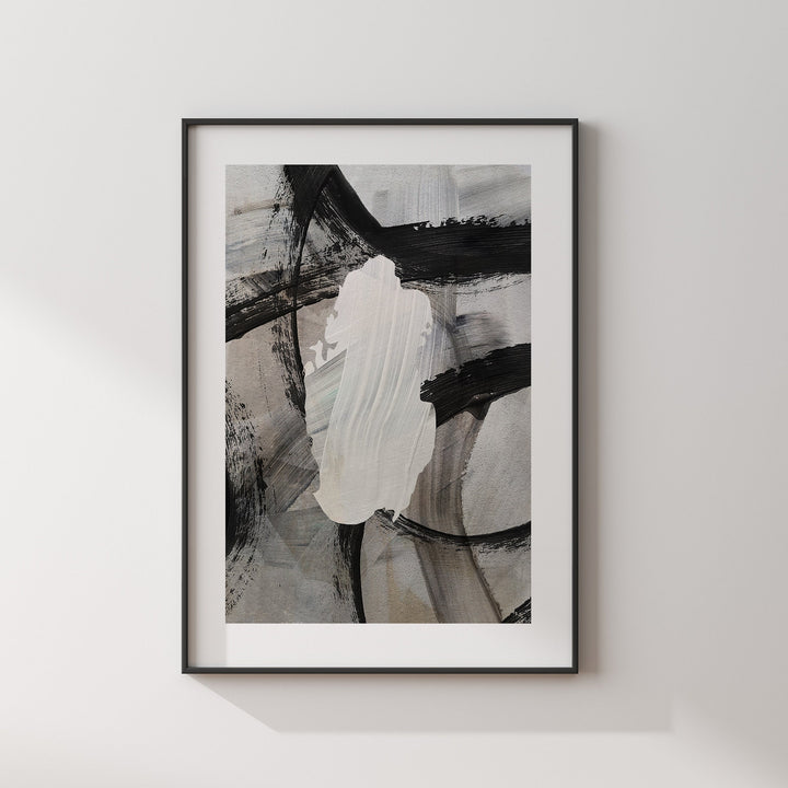 Qatar Map | Black & Grey Abstract Painting Map of Qatar Wall Art Print | Qatar Traval Poster