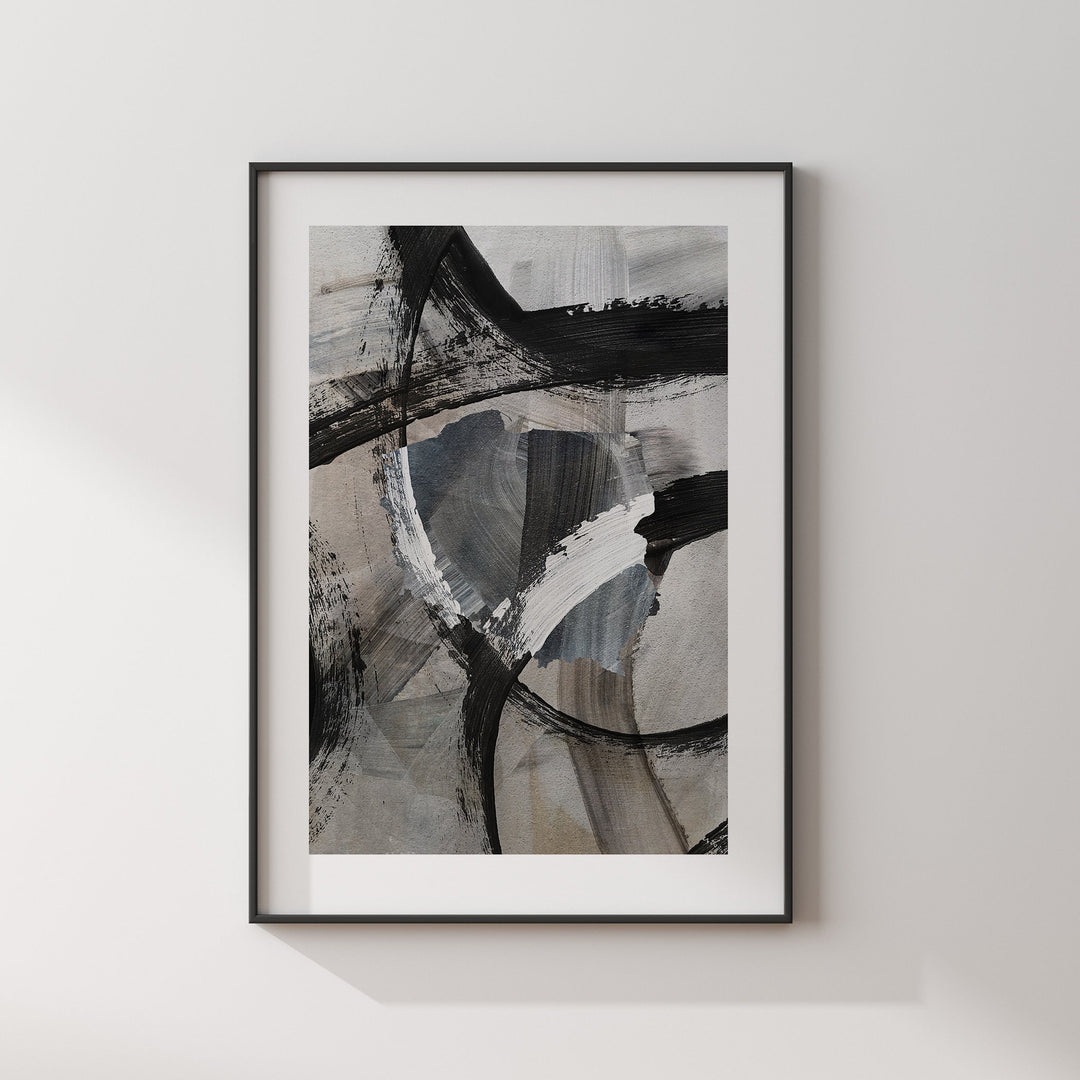 Poland Map | Black & Grey Abstract Painting Map of Poland Wall Art Print | Poland Traval Poster