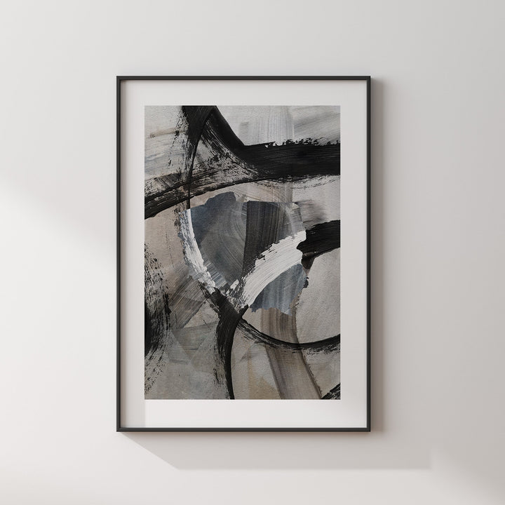 Poland Map | Black & Grey Abstract Painting Map of Poland Wall Art Print | Poland Traval Poster