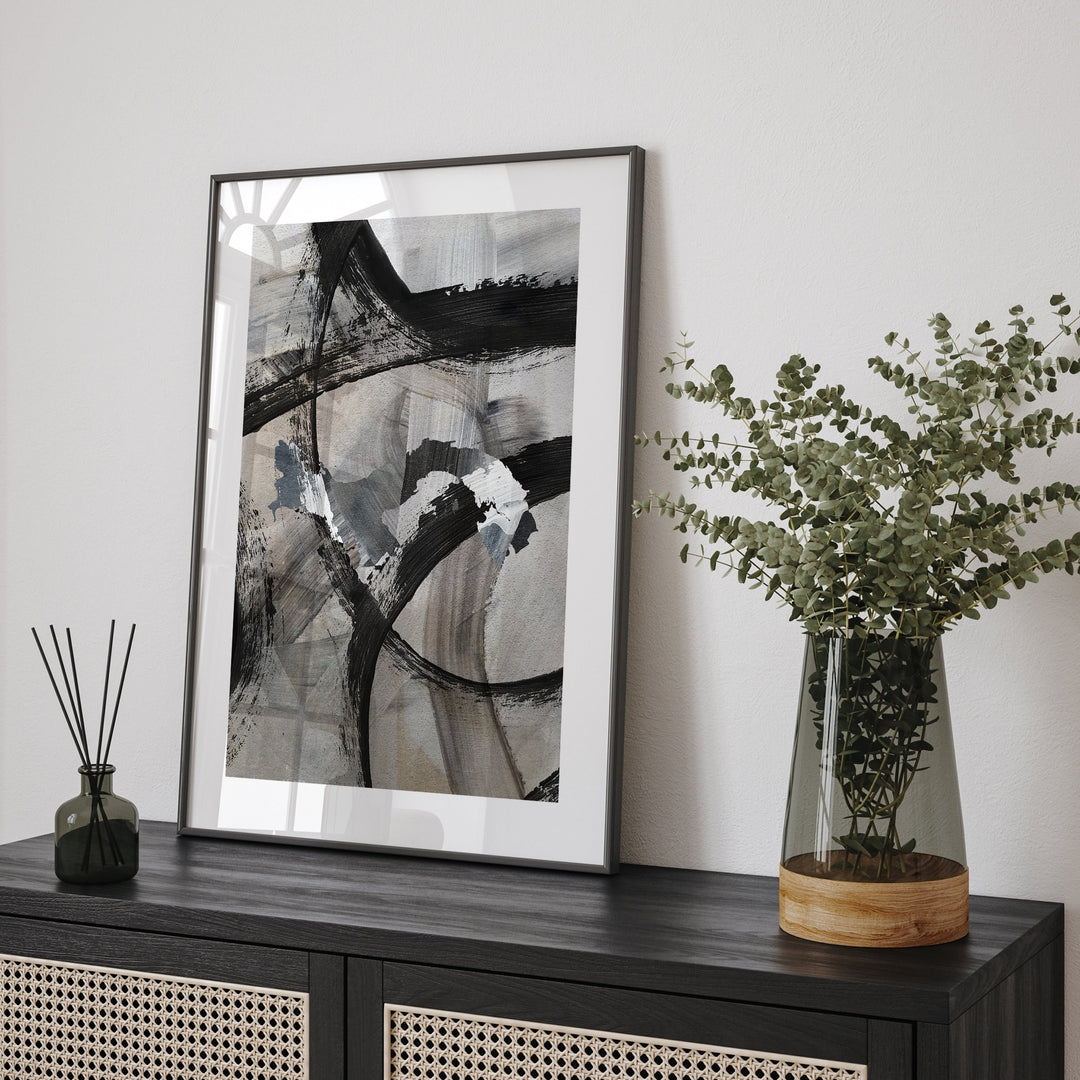Panama Map | Black & Grey Abstract Painting Map of Panama Wall Art Print | Panama Traval Poster