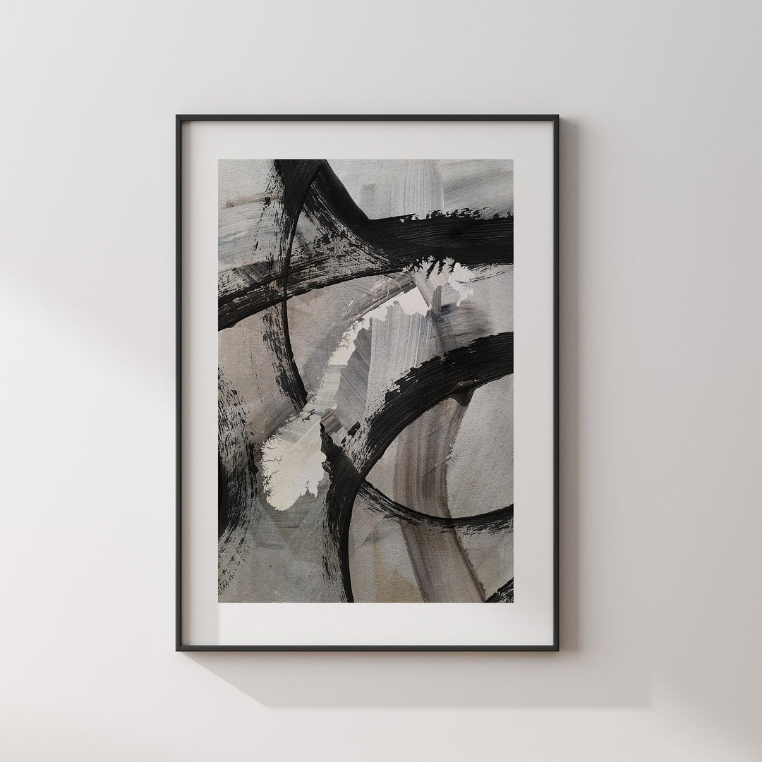 Norway Map | Black & Grey Abstract Painting Map of Norway Wall Art Print | Norway Traval Poster