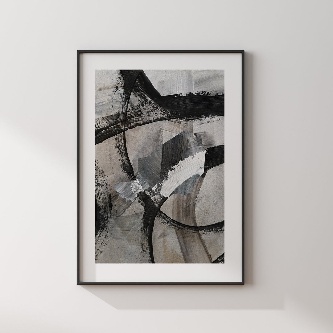 Niger Map | Black & Grey Abstract Painting Map of Niger Wall Art Print | Niger Traval Poster