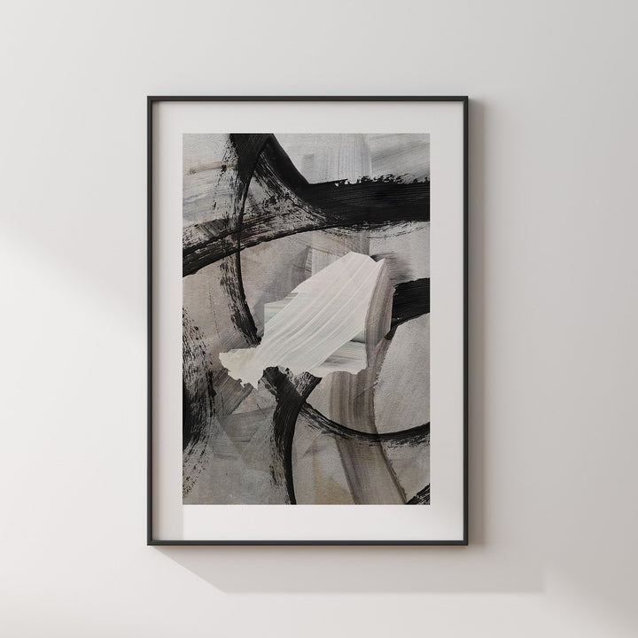 Niger Map | Black & Grey Abstract Painting Map of Niger Wall Art Print | Niger Traval Poster