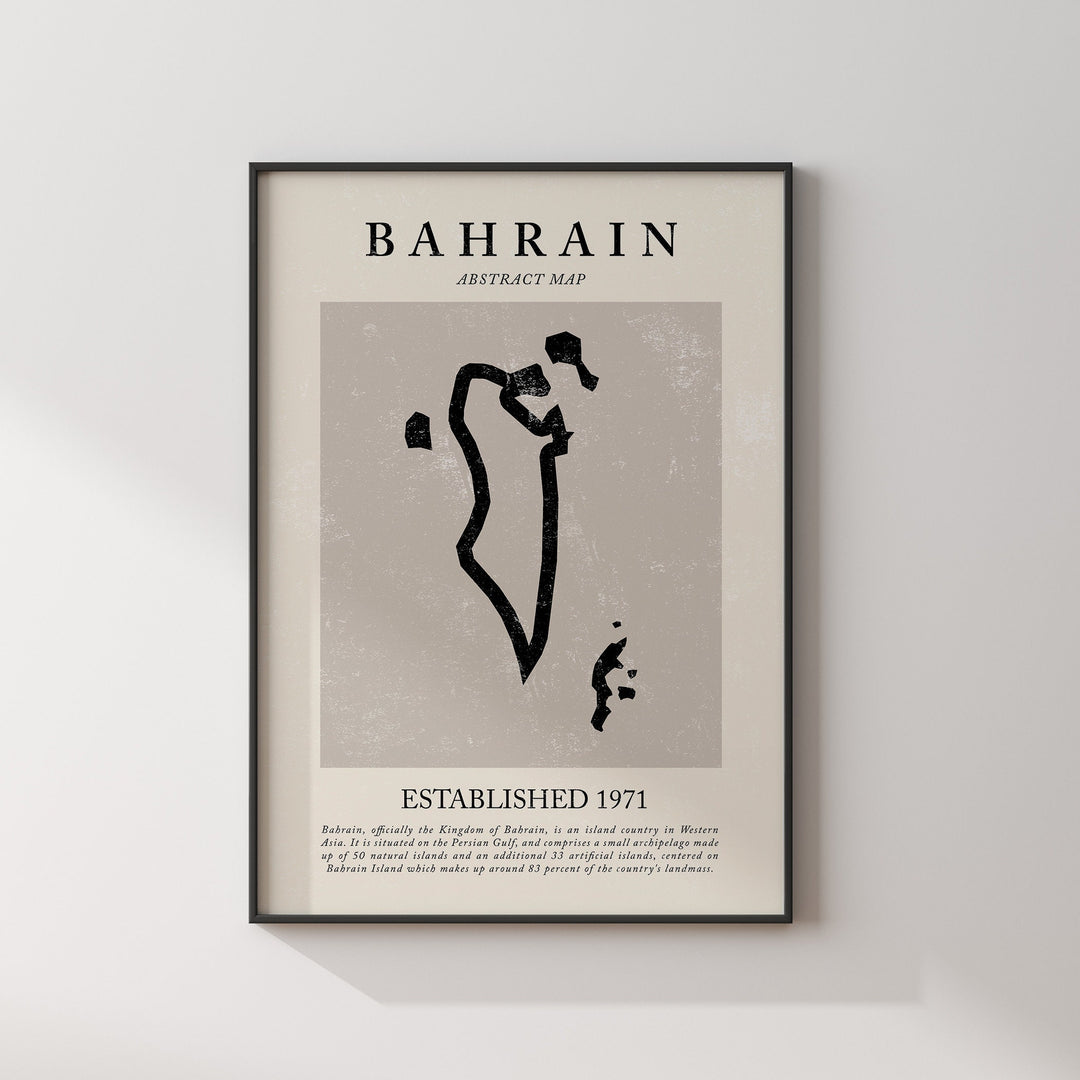 Bahrain Map Vintage Abstract Wall Art Print Picasso + Matisse Inspired Travel Poster