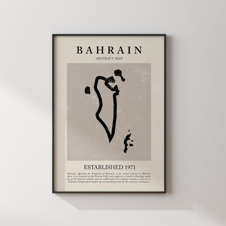 Bahrain Map Vintage Abstract Wall Art Print Picasso + Matisse Inspired Travel Poster