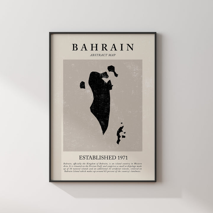 Bahrain Map Vintage Abstract Wall Art Print Picasso + Matisse Inspired Travel Poster